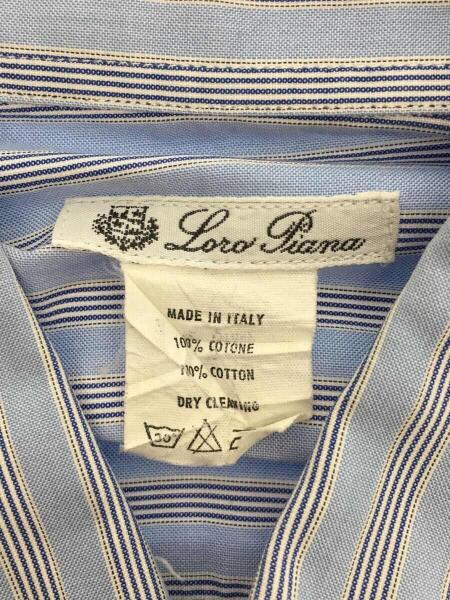 Loro Piana(ロロピアーナ) / ストライプBDシャツ/16.5/コットン/ブルー 