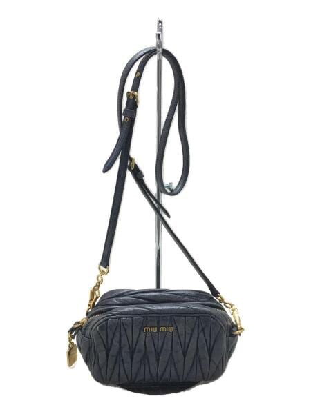 miumiu ネイビー レザー ミニ ショルダーバッグ ハンドバッグ 2way バッグ