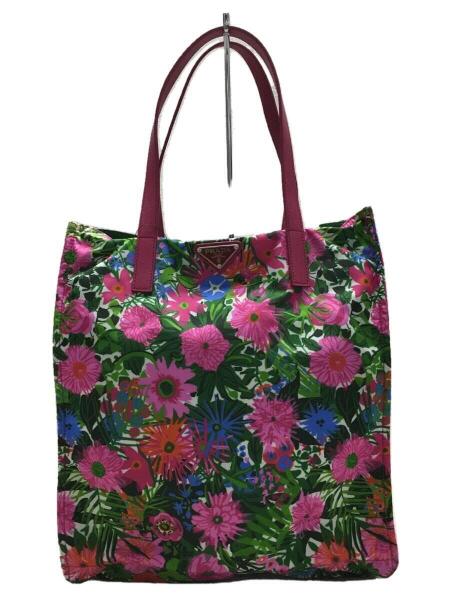PRADA / トートバッグ/アクリル/マルチカラー/花柄/bn2851 PRADA(プラダ) / トートバッグ/ナイロン/ピンク/花柄/BN2851/三角