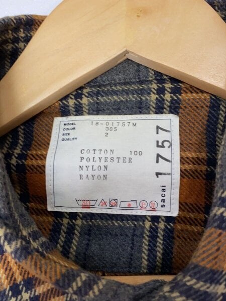 sacai(サカイ) / 長袖シャツ/2/コットン/マルチカラー/チェック/18