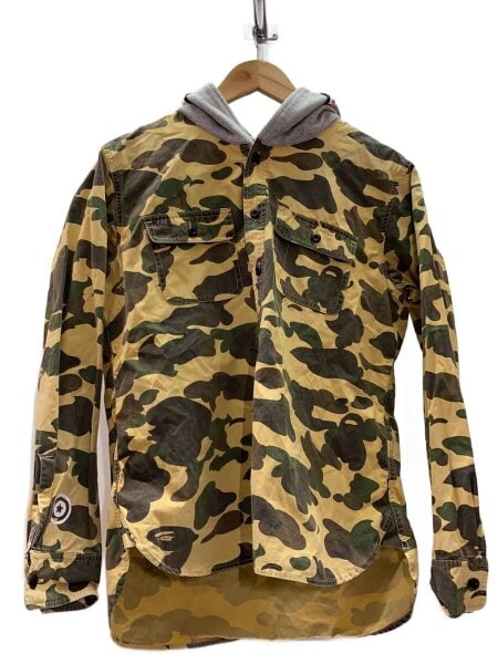 A BATHING APE(アベイシングエイプ) / シャークフード長袖シャツ/L 