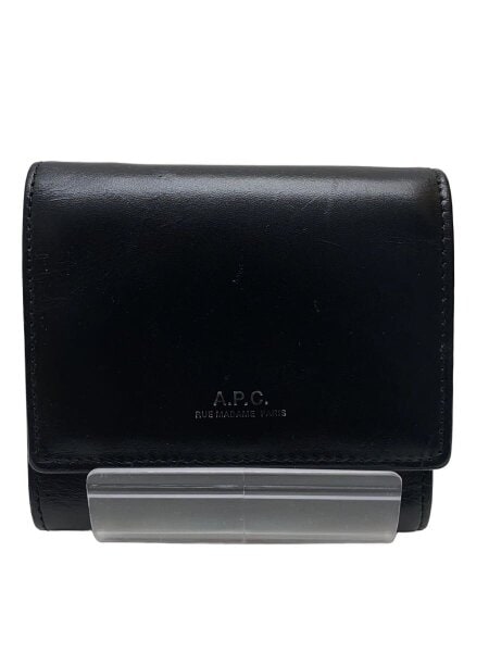 メンズ A.P.C. ブラック三つ折り財布