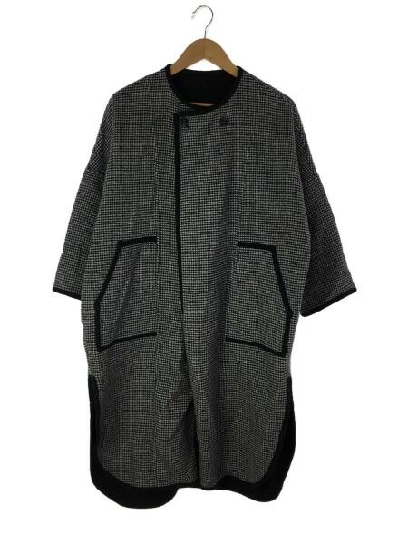 PLST(プラステ) / ウールパイピングコート/21AW/S/ウール/GRY/チェック  