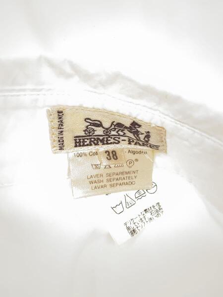 HERMES セリエボタン ジップ ホワイト長袖シャツ38 15 エルメス HERMES セリエボタン ジップ ホワイト長袖シャツ38 15 エルメス