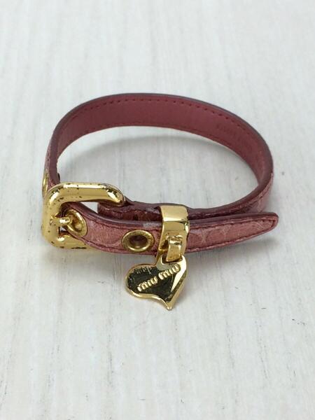 MIU MIUミュウミュウレザーブレスレットハートピンクゴールド