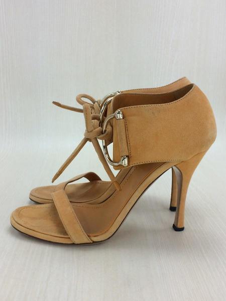 GUCCI オープントゥサンダル 36 1/2サイズ オレンジ ブラウンスエード