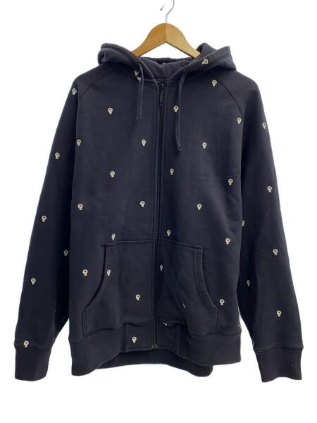 STUSSY(ステューシー) / スカル総柄ジップパーカー/L/コットン/NVY/総 