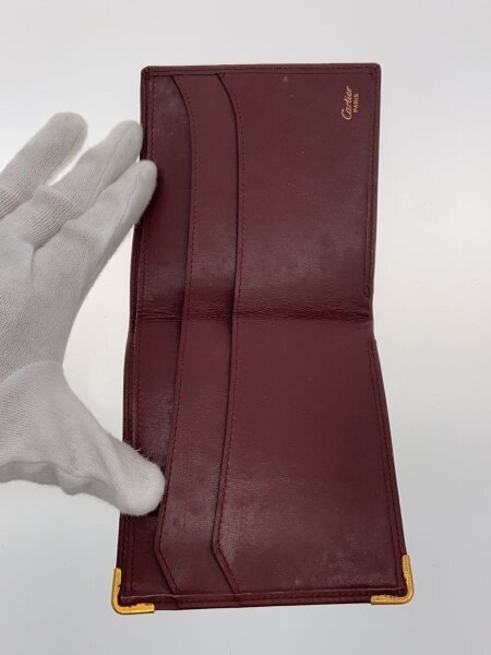 カルティエ マストライン 二つ折り財布 レディース 【中古】 Cartier カルティエ マストライン 二つ折り財布 ミニ財布 ボルドー