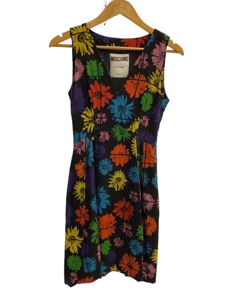 MOSCHINO(モスキーノ) / ノースリーブワンピース/38/ウール/BLK/花柄 
