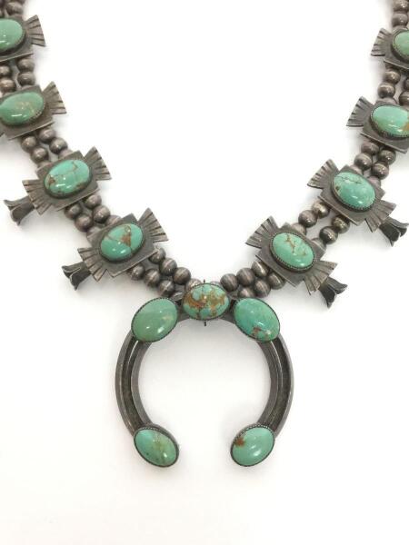 NAVAJO ナバホ スカッシュブロッサムネックレス ターコイズ 925 NAVAJO([インディアンジュエリー]ナバホ) / スカッシュブロッサム