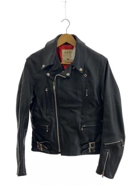 666ブラック レザージャケット ダブルライダース 36サイズ（M〜S) 牛皮