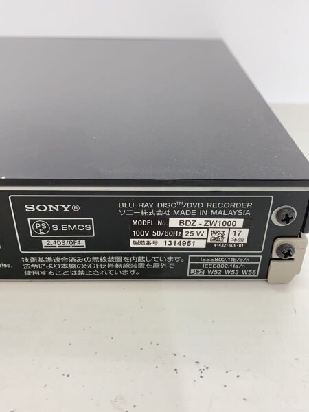 SONY(ソニー) / ブルーレイレコーダー BDZ-ZW1000 | 中古品の販売