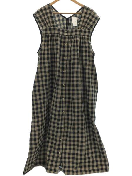ネストローブコットンリネンワッシャーギンガムワンピース