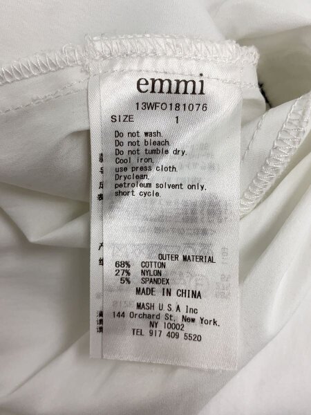 emmi / シャツワンピース/1/コットン/WHT/13WFO181076 emmi(エミ) / シャツワンピース/1/コットン/WHT/13WFO181076 | 古着の