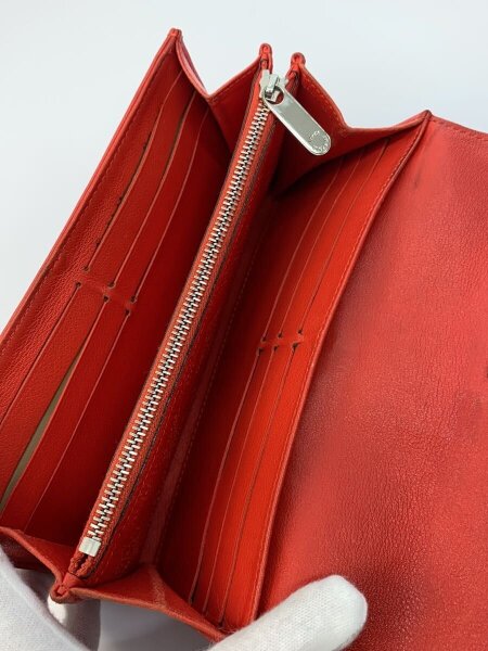 LOUIS VUITTON / ポルト・フォイユ・イリス_マヒナ_RED_コライユ/レザー/RED/レディース/角スレ・内側ヨゴレ有 LOUIS VUITTON(ルイヴィトン) / ポルト・フォイユ・イリス_マヒナ_RED_