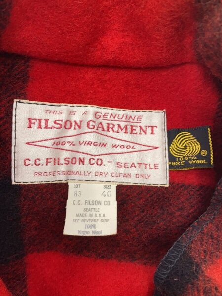 FILSON / ダブルマッキーノ/ジャケット/40/ウール/RED/チェック/右胸色褪せ FILSON(フィルソン) / ダブルマッキーノ/ジャケット/40/ウール/RED