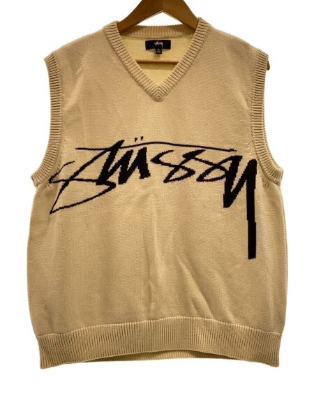 STUSSY / ニットベスト(薄手)/XL/コットン/WHT/無地/117132 STUSSY(ステューシー) / STUSSY ステューシー/ニットベスト(薄手)/M