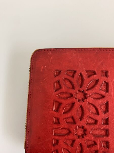 GENTEN(ゲンテン) / カットワーク/長財布/レザー/RED/無地/レディース 