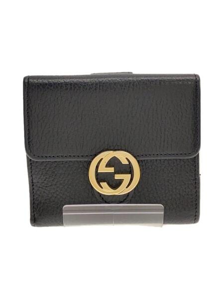 GUCCI(グッチ) / 2つ折り財布_インターロッキングG/レザー/BLK