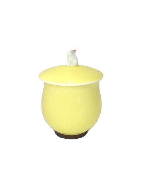 深川製磁 黄地兎 半月取皿揃 百年庵 うさぎ 深川製磁