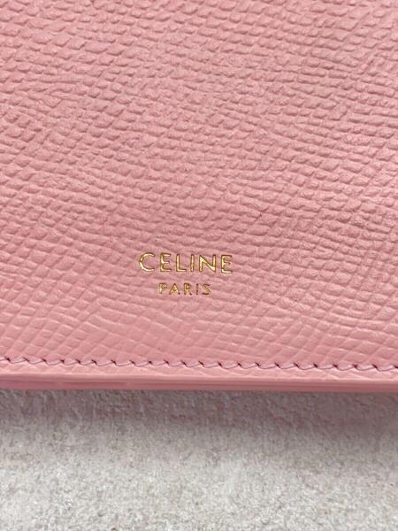 CELINE◆2つ折り財布/--/PNK/無地/レディース ✨未使用に近い✨ CELINE ミニ財布 マカダム トリオンフ 二つ折り 刻印