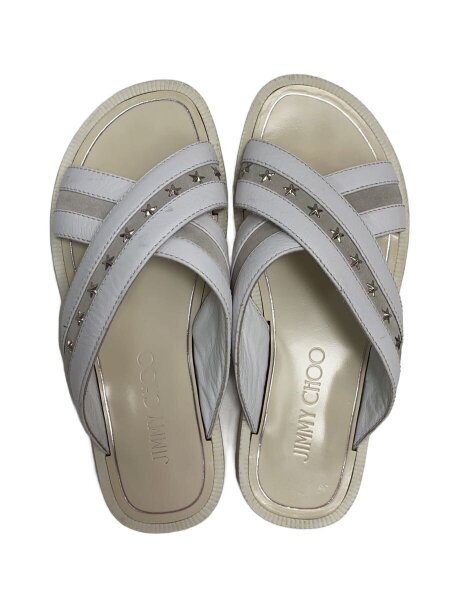 JIMMY CHOO / スタッズ/クロスストラップ/サンダル/41/WHT/やや汚れアリ JIMMY CHOO(ジミーチュウ) / スタッズ/クロスストラップ/サンダル/41