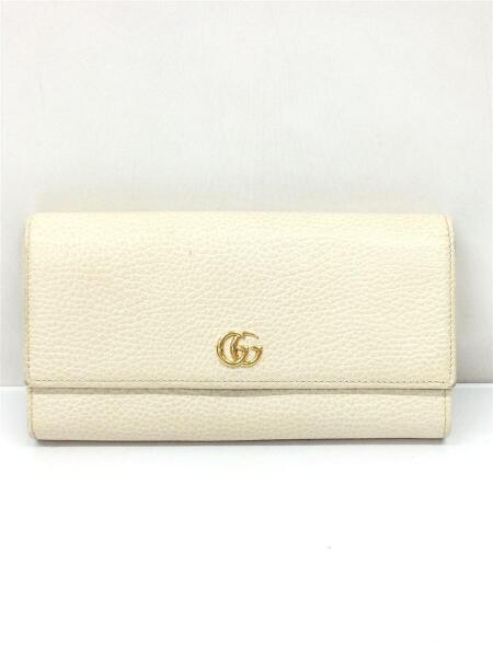 GUCCI(グッチ) / GG/プチマーモント/長財布/レザー/IVO/無地/ユニ 