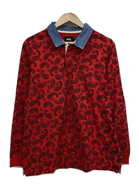 STUSSY(ステューシー) / ペイズリー柄ポロL/Sシャツ/XL/コットン/RED 