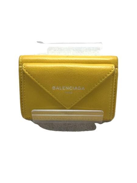 BALENCIAGA バレンシアガイエロー三つ折り財布ペーパーミニウォレット