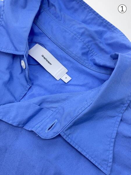 Graphpaper / 長袖シャツ/FREE/コットン/BLU/無地/GM211-50110B/※襟汚れ有 Graphpaper(グラフペーパー) / 長袖シャツ/FREE/コットン/BLU/GM211