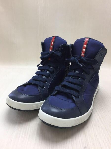 PRADA / ハイカットスニーカー/UK8/ブラック/ナイロン/4T 2842 PRADA(プラダ) / ハイカットスニーカー/UK8/NVY/ナイロン/4T 2842/使用
