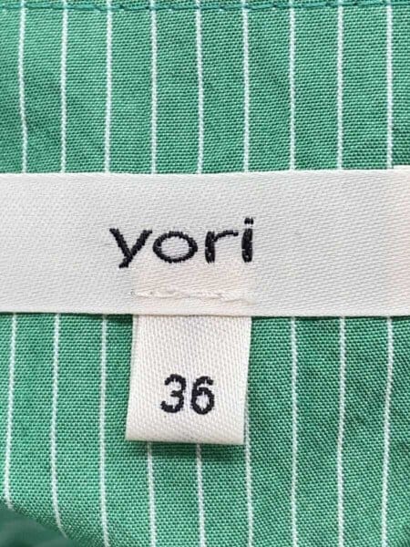 yoriキャミストライプワンピース　34サイズ yori(ヨリ) / キャミストライプワンピース/36/コットン/GRN/ストライプ