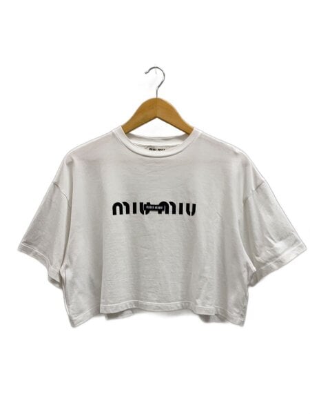 正規品 miumiu ミュウミュウ tシャツ XS MIU MIU(ミュウミュウ) / ミュウミュウ/ロゴ/クロップド/Tシャツ/XS