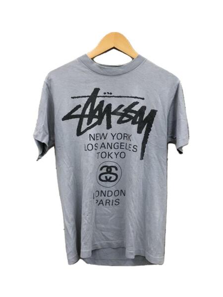 STUSSY(ステューシー) / Tシャツ/M/コットン/BLU/90s/白タグ/ワールド 