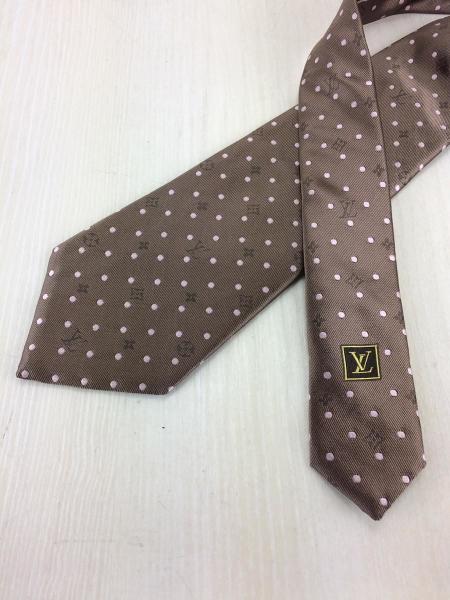 【新品タグ付き】ルイヴィトン ネクタイ ブラウン LOUIS VUITTON ルイヴィトン シルク ネクタイ ダミエ柄 ブラウン