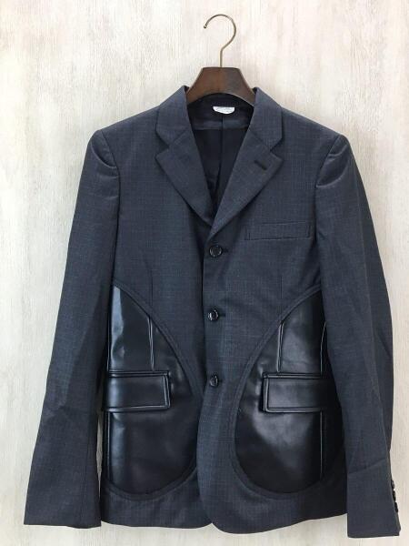 コムデギャルソン オムプリュス テーラードジャケット 19ss レザー切替 中古・古着通販】COMME des GARCONS HOMME PLUS (コムデギャルソンオム
