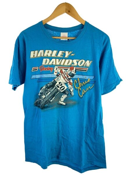 HARLEY DAVIDSON × Healthknit / 1987年/80s/Tシャツ/L/コットン/ブルー/レーシングT// HARLEY DAVIDSON(ハーレーダヴィッドソン) / 1987年/80s/Tシャツ/L