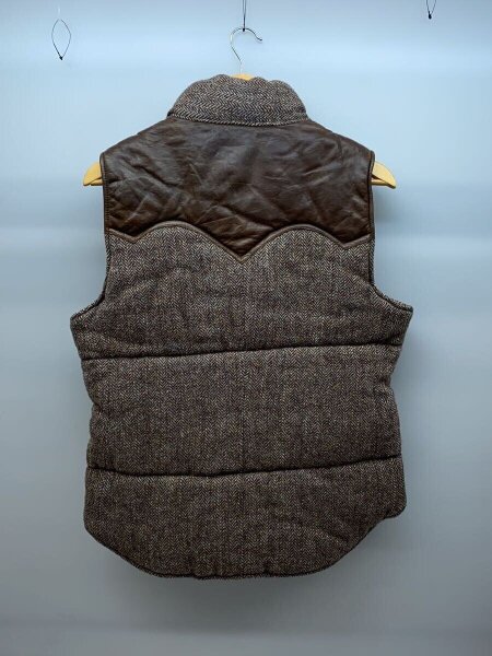 HARRIS TWEED(ハリスツイード) / ツイードベスト/ヘリンボーン/レザー 