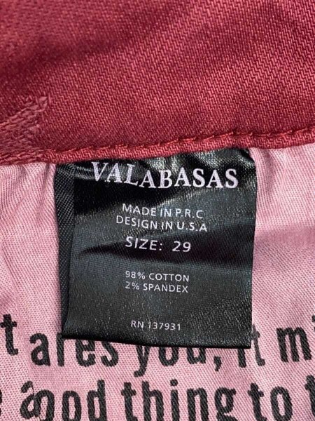 VALABASAS(バラバサス) / スキニーパンツ/29/コットン/RED/無地 