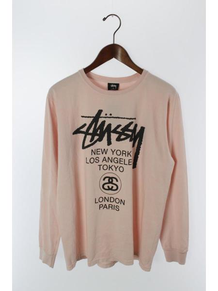 STUSSY(ステューシー) / 長袖Tシャツ/M/ピンク/ロンT/ワールドツアー 