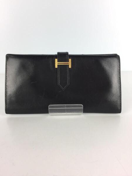 HERMES(エルメス) / 長財布/ベアン/□E刻印/レザー/BLK/無地/キズ有 