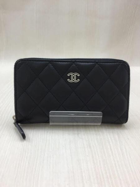CHANEL(シャネル) / 長財布/レザー/BLK/無地/マトラッセ/ラウンド 