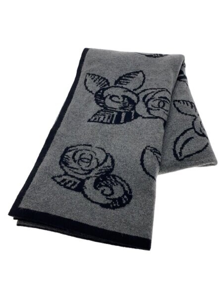 CHANEL(シャネル) / カメリア/マフラー/カシミア/GRY/総柄/ココマーク  