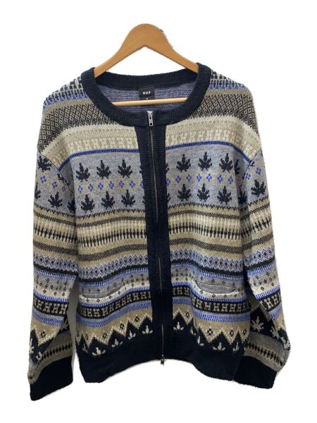 HUF(ハフ) / GILBERT ZIP SWEATER/カーディガン(厚手)/M/アクリル/GRY 