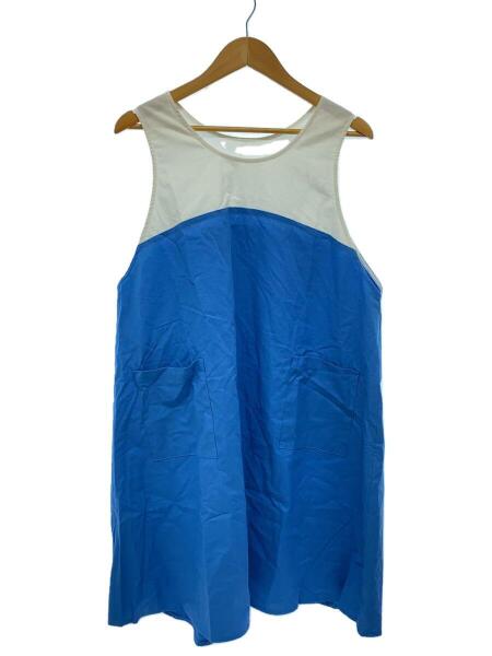 中川政七商店 青七分袖ロングワンピース 綿ウール接結のロング