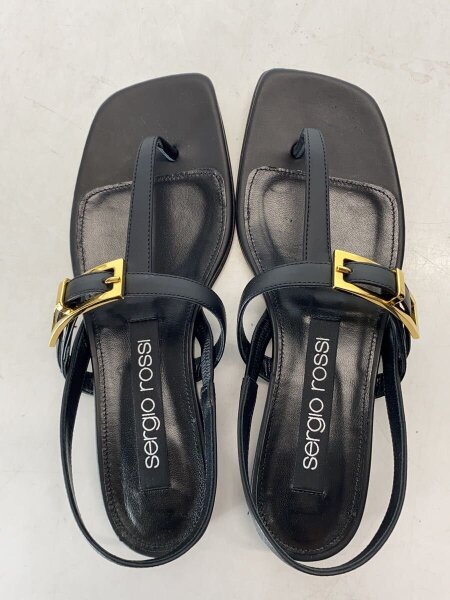 sergio rossi(セルジオロッシ) / ストラップサンダル/37.5/BLK/レザー 