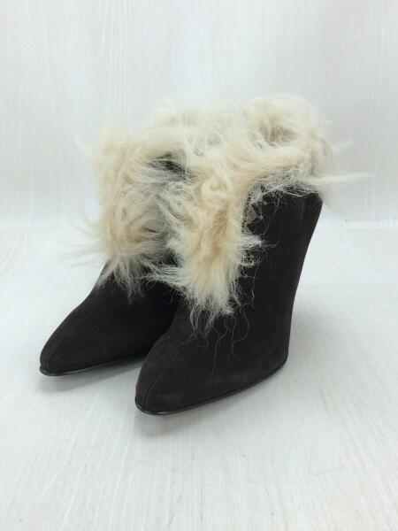 HERMES エルメス　サイドジップ　ショートブーツ　ファー　ブーティ　極美品 HERMES エルメス サイドジップ ショートブーツ ファー ブーティ 極美品