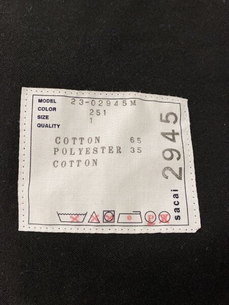 sacai(サカイ) / ショートパンツ/1/コットン/BLK/無地/23-02945m