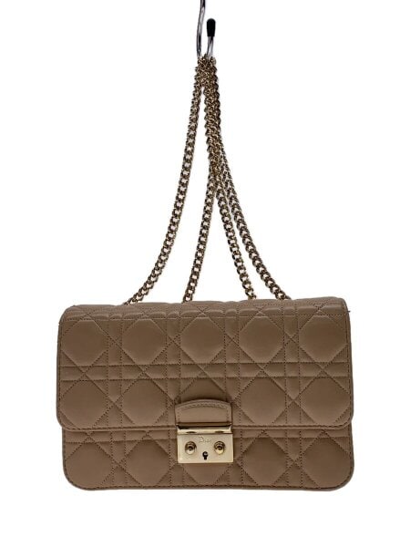 Christian Dior◆ショルダーバッグ/レザー/BEG/オールド/角スレ/ロゴ Christian Dior(クリスチャンディオール) ⁄ ショルダーバッグ⁄レザー