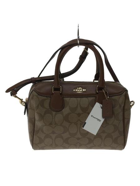COACH◇ミニ・ベネット・サッチェル_シグネチャー_ブラウンレザー